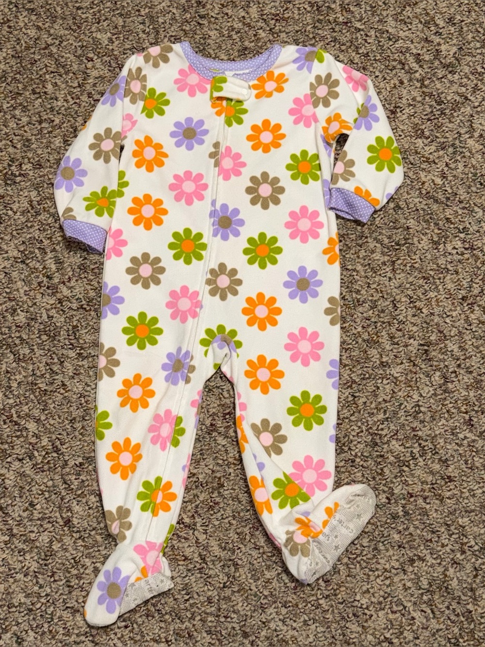 Girls toddler 18 month pajamas Floral Footed One-Piece Flower